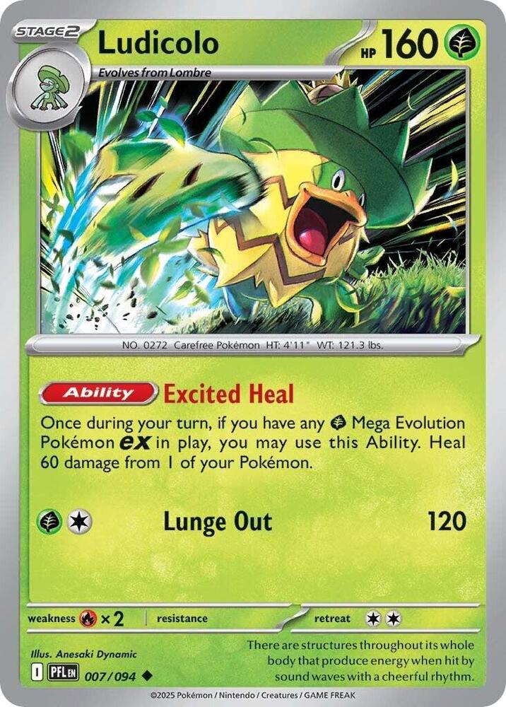 Pokemon - Ludicolo - 007/094 - ME02: Phantasmal Flames (PFL) by TCGDON on MYNTED