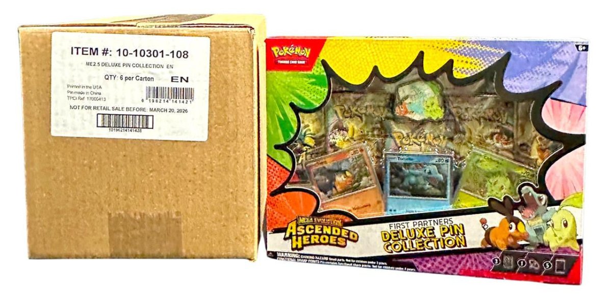 Pokemon Mega Evolution Ascended Heroes First Partners Deluxe Pin Collection 6 Box Case by BrickMak on MYNTED