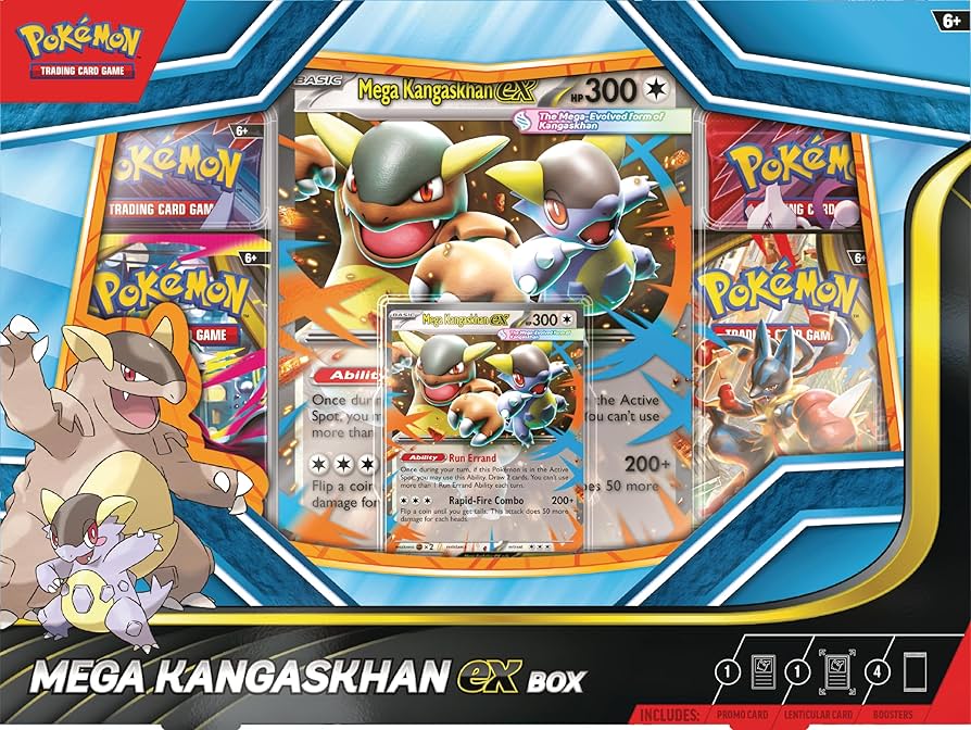 Pokémon Mega Kangaskhan ex Box: 4 Booster Packs, Foil Promo Card, Oversize Lenticular Card by RetroForLess on MYNTED