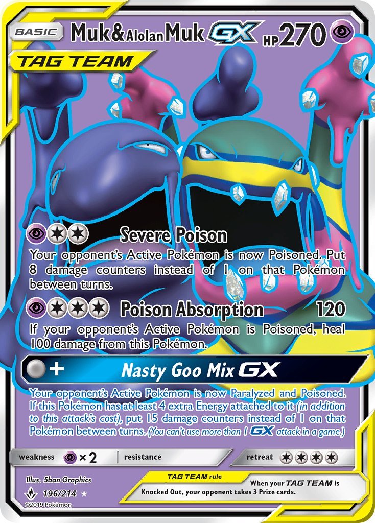 Pokémon Muk & Alolan Muk GX - 196/214 by The Archive Stop on MYNTED