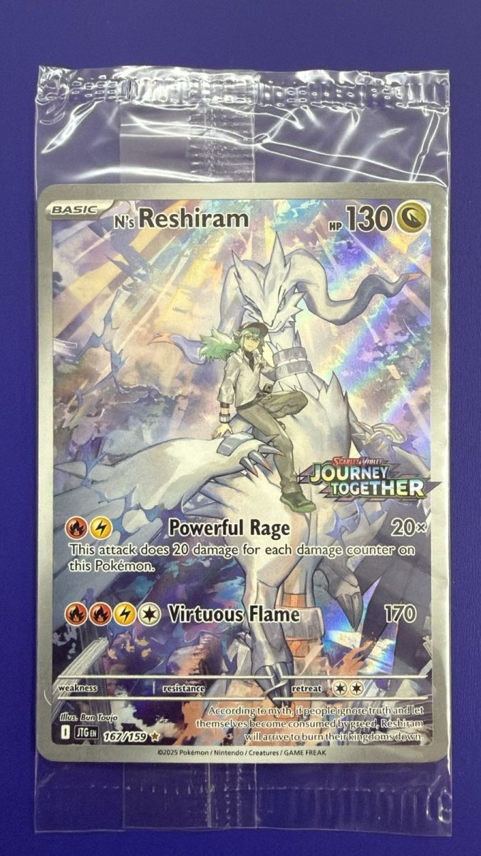 Pokemon N's Reshiram (Journey Together Stamped) Promo Illustration Rare • 167/159 Holofoil (SEALED) by Trucial Coast Games on MYNTED