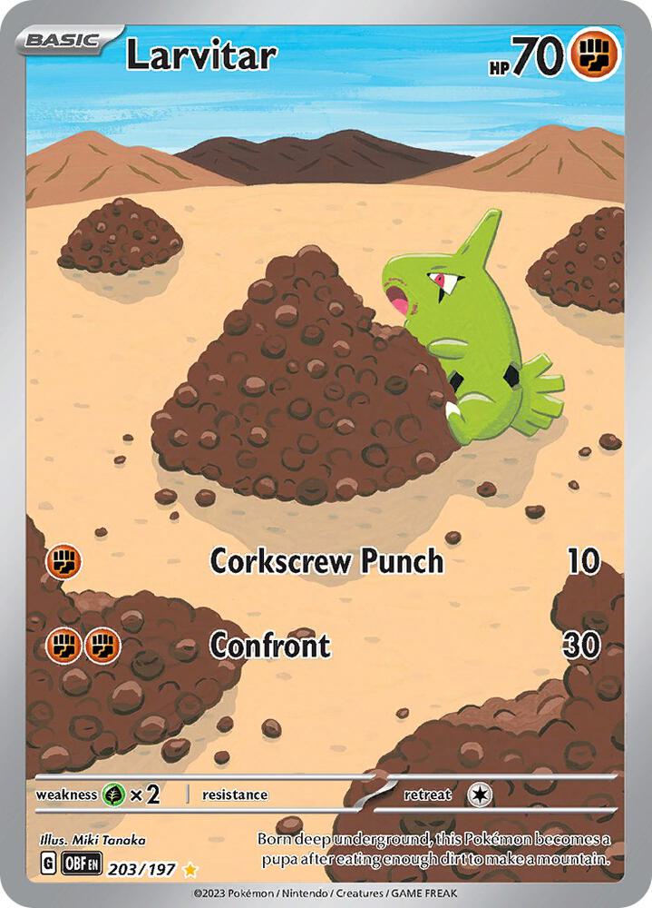 Pokemon Obsidian Flames Larvitar Illustration Rare 203 by Apex Cards on MYNTED