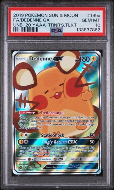 Pokémon PSA 10 Dedenne GX 195 by Schmutzfink TCG on MYNTED