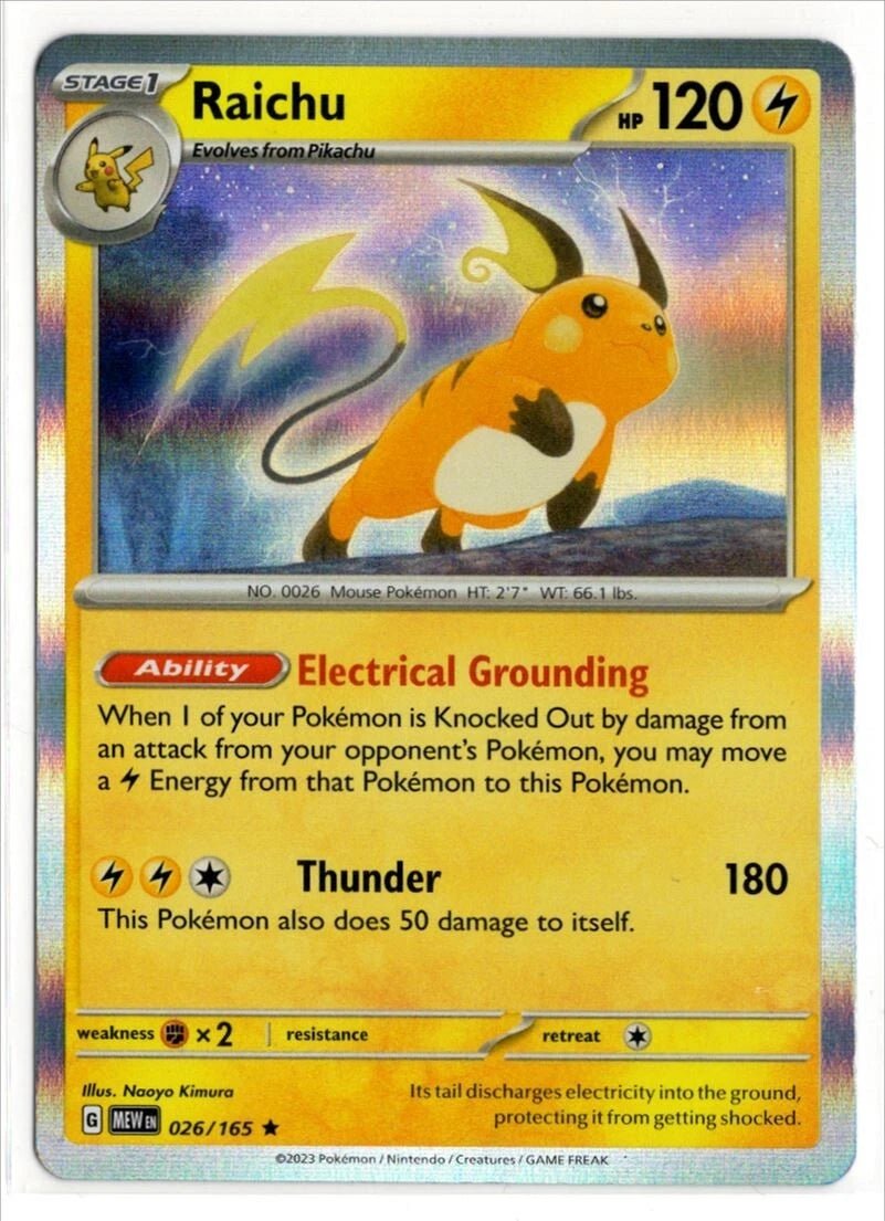 Pokemon Scarlet Violet 151 Holo Rare 026/165 Raichu by Moe‘s Vault on MYNTED