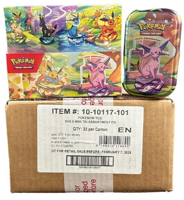 Pokemon Scarlet & Violet Prismatic Evolutions Mini Tin Display 4-Box Case by BrickMak on MYNTED