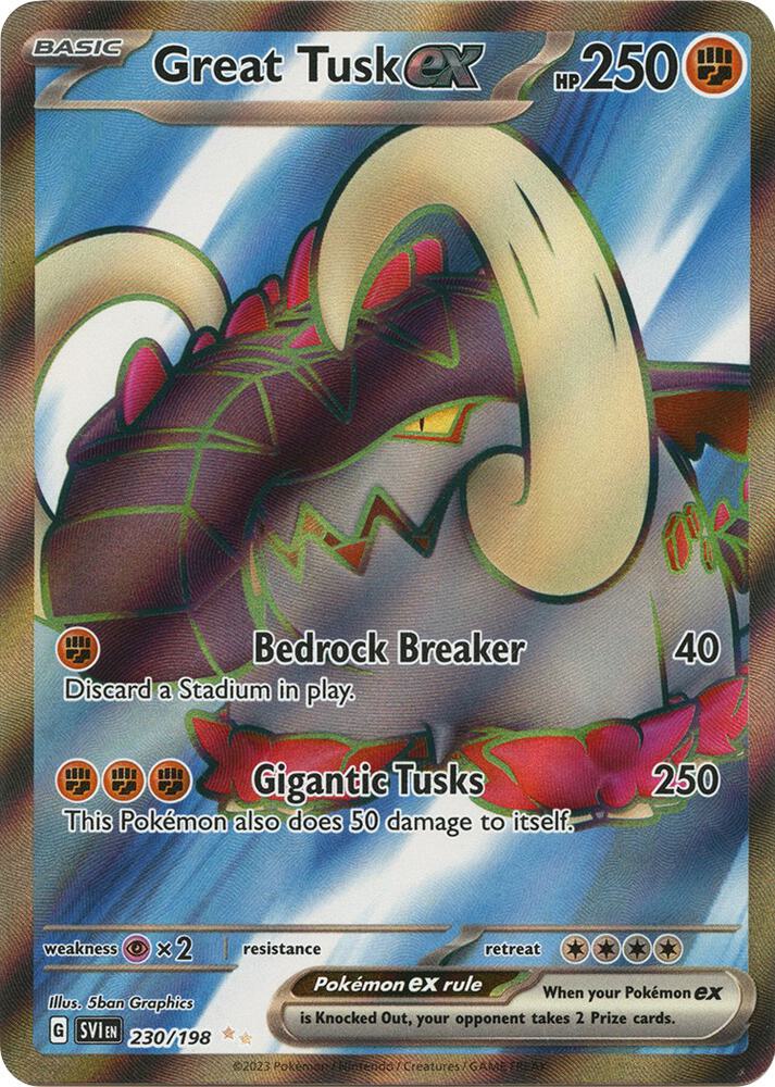 Pokemon SV01: Scarlet & Violet Base Set Great Tusk ex Full Art 230 by Apex Cards on MYNTED