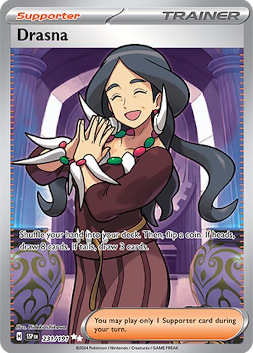 Pokemon SV08: Surging Sparks Drasna Full Art 231 by Apex Cards on MYNTED