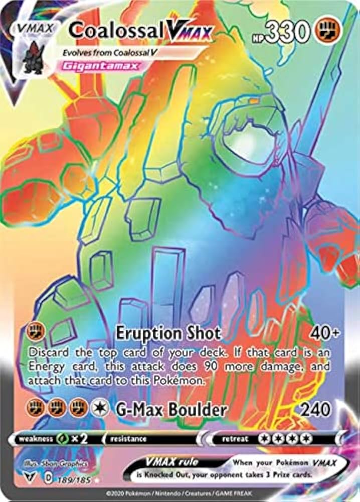Pokemon TCG: Coalossal VMax 189/185 Vivid Voltage Rainbow Rare Full Art by Falconloot on MYNTED