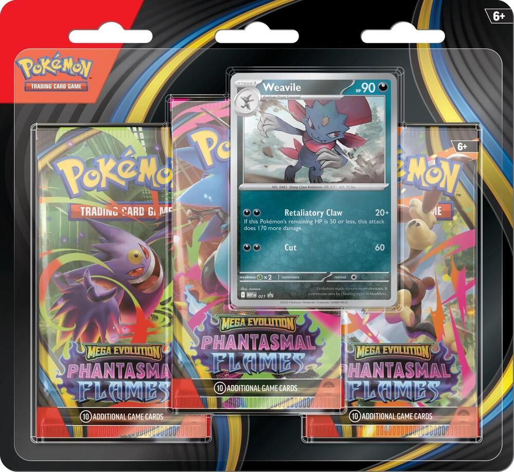 Pokemon TCG: Mega Evolutions Phantasmal Flames 3 Pack Blister (Weavile) by SAFAQATI on MYNTED
