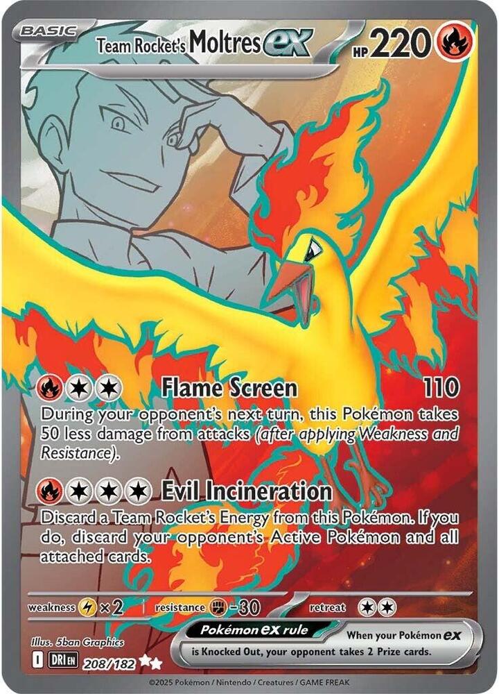 Pokémon Team Rocket's Moltres ex 208/182 - Ultra Rare - Destined Rivals by TCGDON on MYNTED