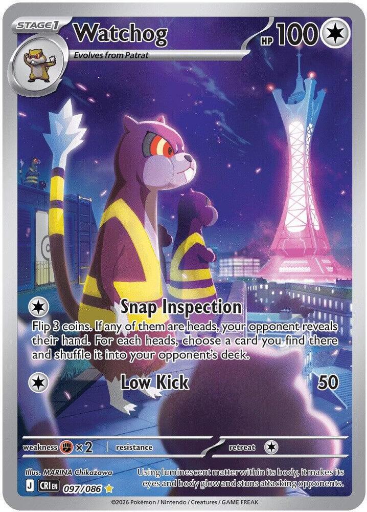 Pokemon - Watchog - 097/086 - ME04: Chaos Rising (CRI) by TCGDON on MYNTED