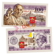 Pope Francis 100 Lira UNCB banknote by UNCB on MYNTED