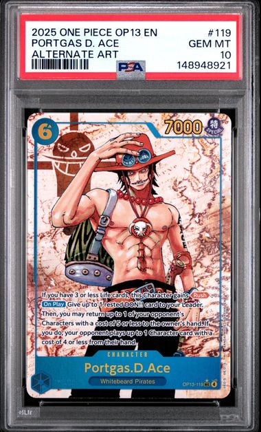 PSA10 Portgas.D.Ace (119) (Parallel) Carrying On His Will SEC OP13-119