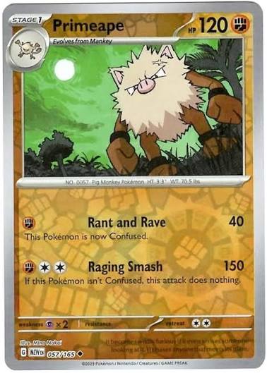 Primeape 057/165 - Reverse Holo (Pokemon 151) by The Cardboard Grind on MYNTED