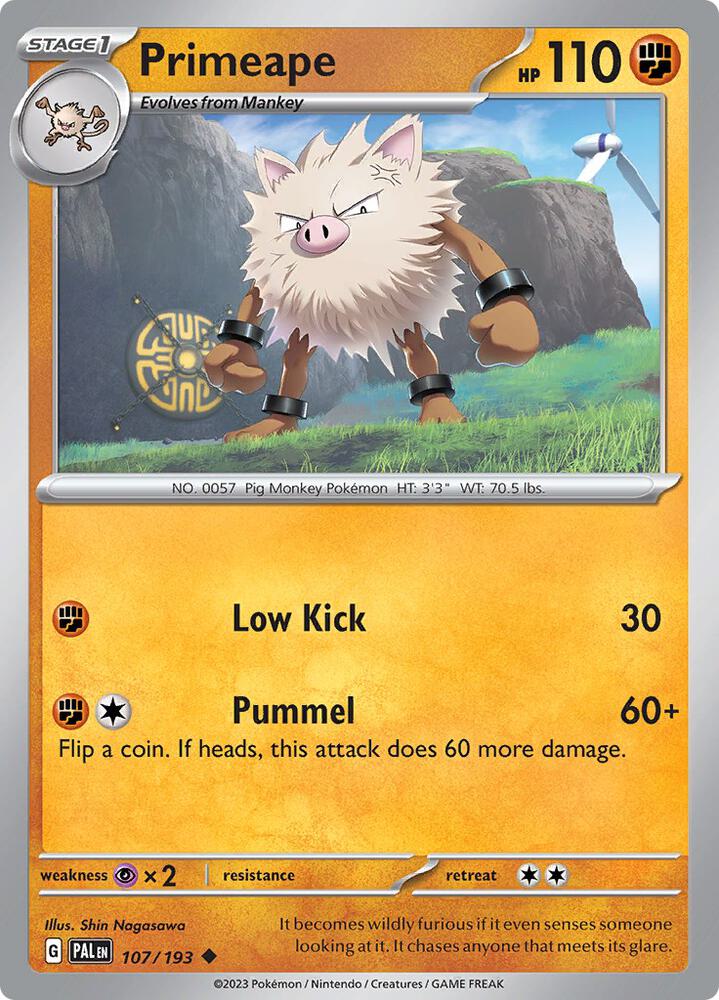 Primeape 107/193 Reverse Holo · Paldea Evolved (PAL) by PokeMarsi on MYNTED