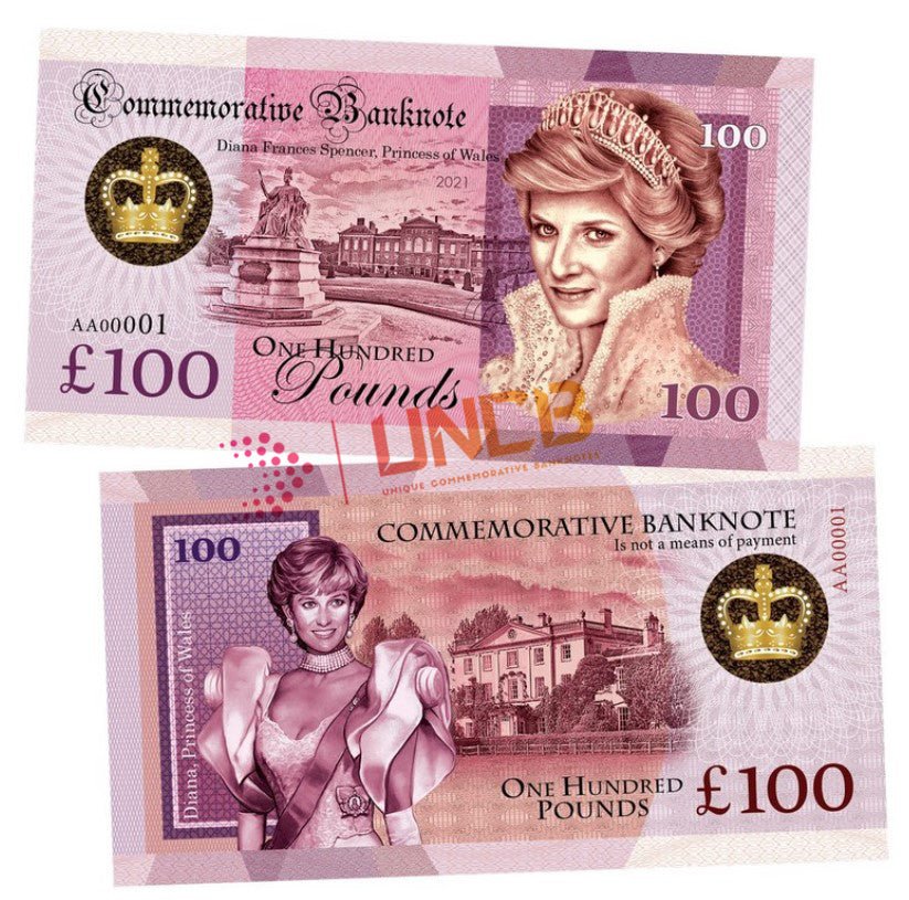 Princess Diana 100 Pounds UNCB banknote by UNCB on MYNTED