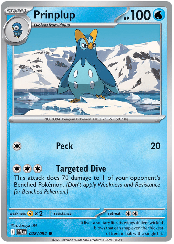 Prinplup 028/094 Common | Mega Evolution – Phantasmal Flames by Worth the XP on MYNTED
