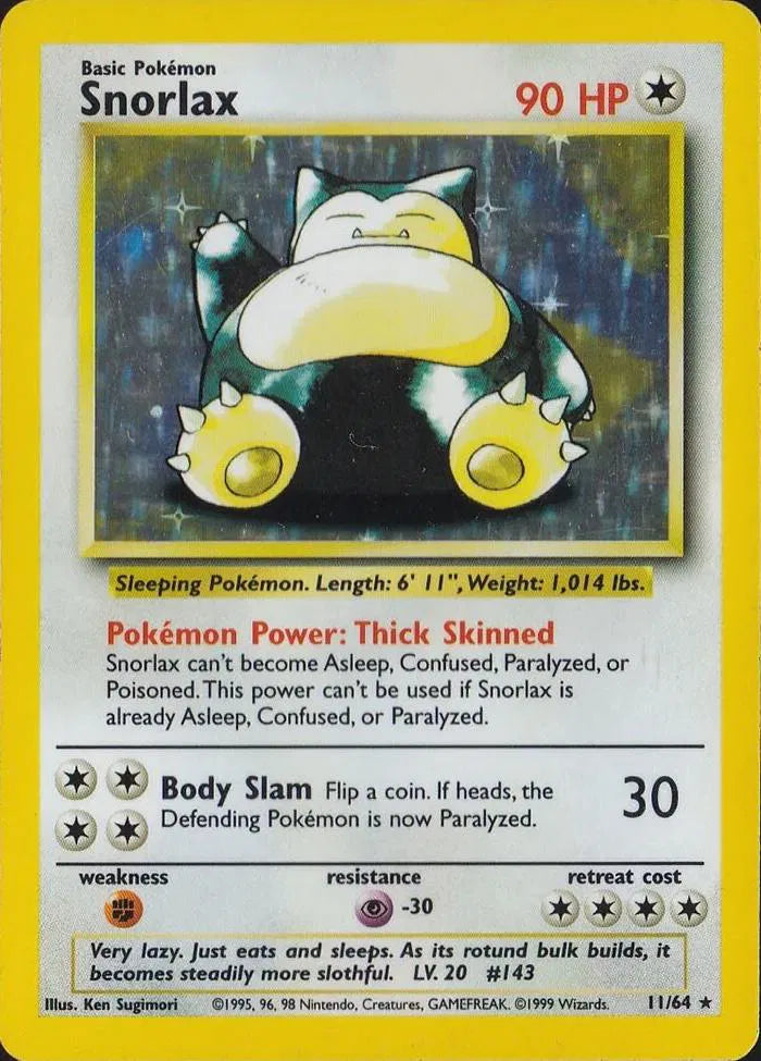 Snorlax (No Symbol) 11/64 — PSA 7