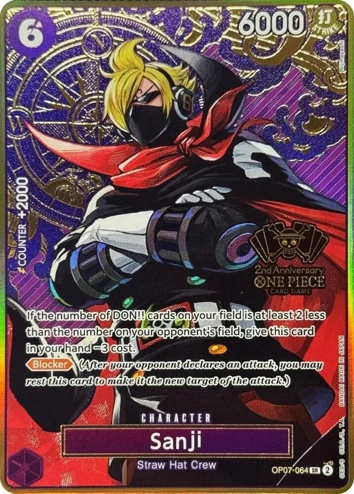 Sanji (One Piece Version 2nd Anniversary Set) OP07-064 (One Piece Promotion Cards) — PSA 10