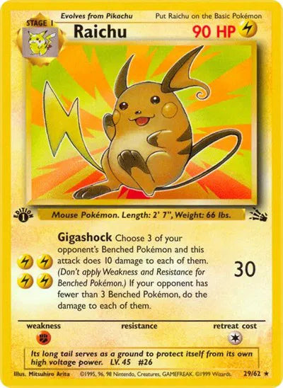 Raichu (29) · 1st Edition (Fossil)