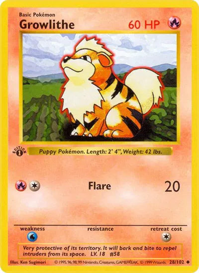 Growlithe 28 · 1st Edition (Base Set (1st Edition & Shadowless))