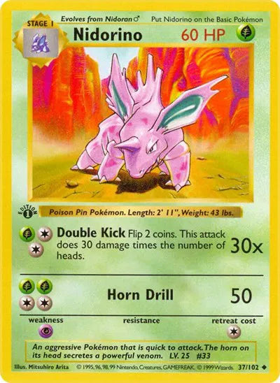 Nidorino 37 · 1st Edition (Base Set (1st Edition & Shadowless))