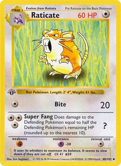 Raticate 40 · 1st Edition (Base Set (1st Edition & Shadowless))