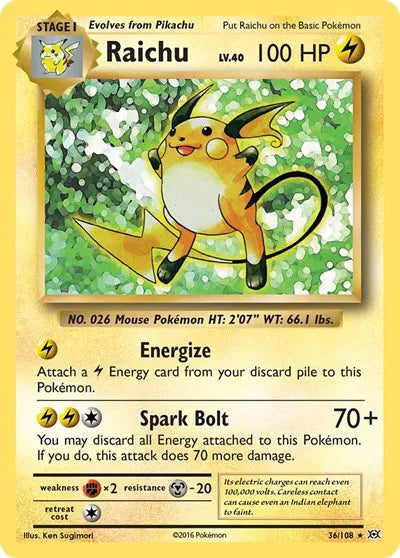 Raichu 36/108 · Reverse Holofoil (Evolutions)