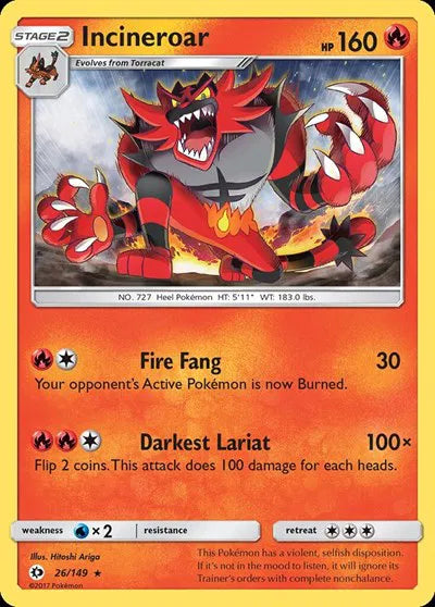 Incineroar 26 · Reverse Holofoil (Sun & Moon Base Set)