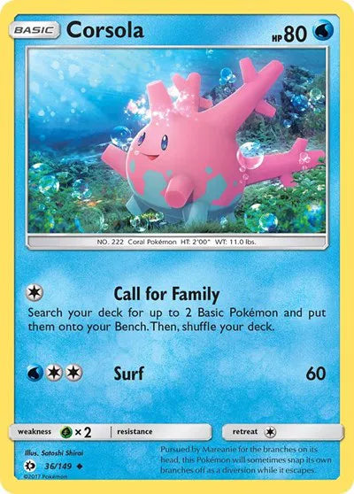 Corsola 36 · Reverse Holofoil (Sun & Moon Base Set)