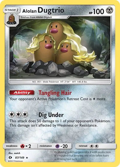 Alolan Dugtrio 87 · Reverse Holofoil (Sun & Moon Base Set)