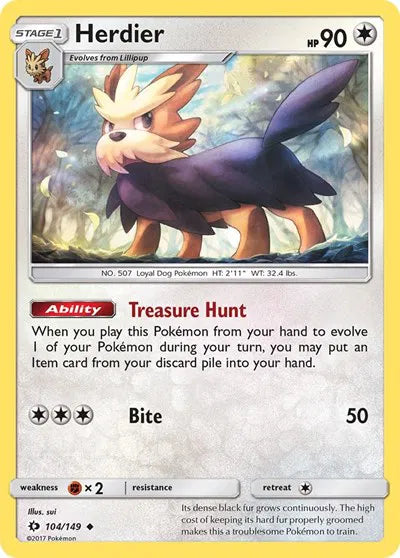 Herdier 104 · Normal (Sun & Moon Base Set)