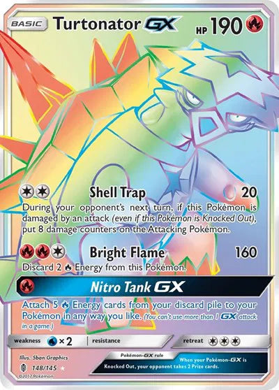 Turtonator GX (Secret) 148/145 (Guardians Rising) — PSA 8