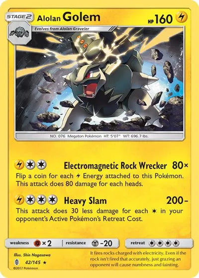 Alolan Golem 42/145 · Reverse Holofoil (Guardians Rising) by SHin