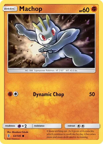 Machop (63) 63/145 · (Guardians Rising) Reverse Holo by Masakazu