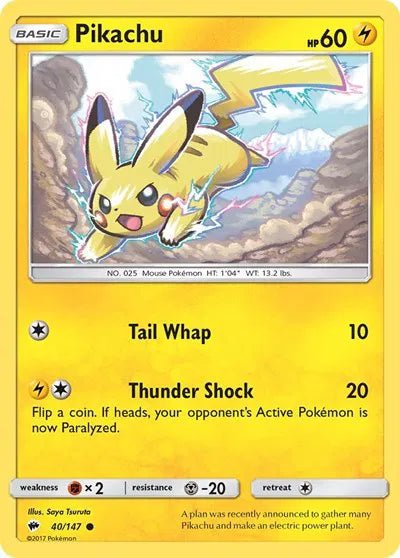 Pikachu 40/147 · (Burning Shadows)