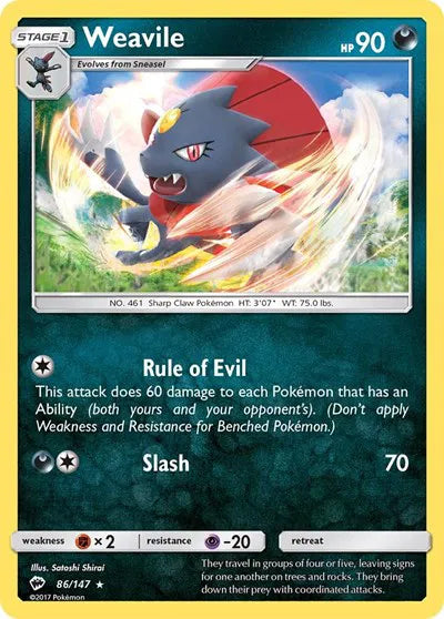 Weavile 86/147 · HOLO (Burning Shadows)