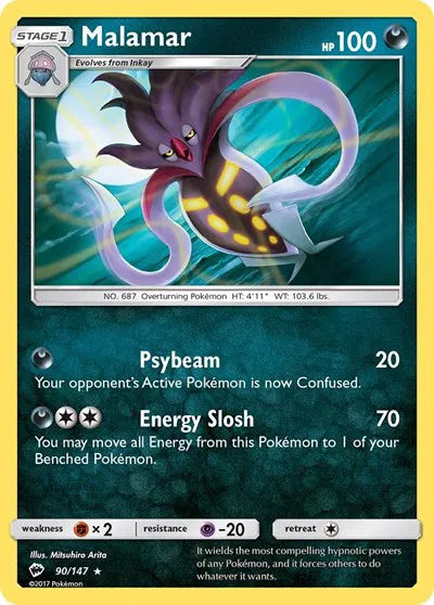 Malamar 90/147 · Reverse Holofoil (Burning Shadows)