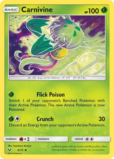 Carnivine 6 · Reverse Holofoil (Shining Legends)