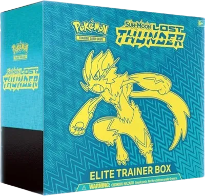 Lost Thunder Elite Trainer Box · Elite Trainer Box (ETB) w/ high quality acrylic