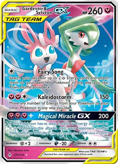 Gardevoir & Sylveon GX 130 (Unbroken Bonds) — PSA 10