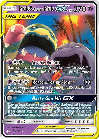 Muk & Alolan Muk GX Unbroken Bonds Ultra Rare 61