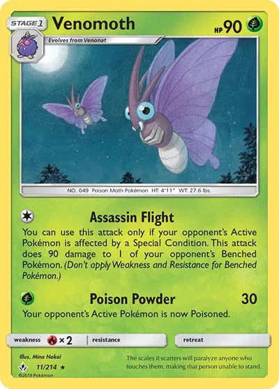 Venomoth 11 · Reverse Holofoil (Unbroken Bonds)