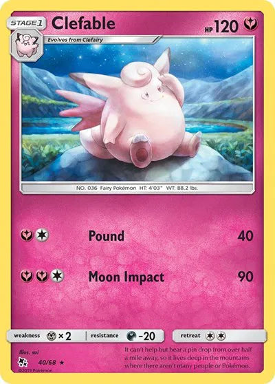 Clefable 40/68 · Reverse Holofoil (Hidden Fates)