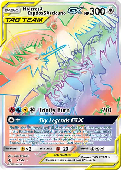Moltres & Zapdos & Articuno GX (Secret) 69/68 (Hidden Fates) — PSA 10