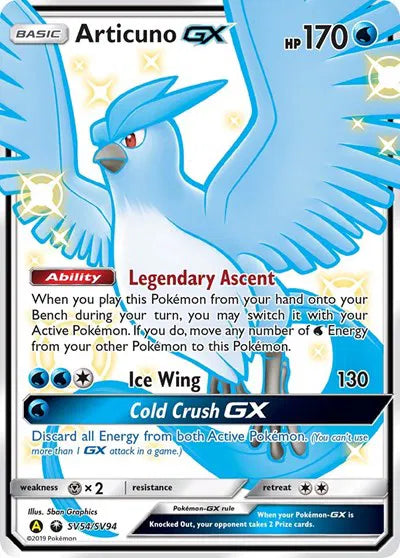 Articuno GX SV54/SV94 · Holofoil (Hidden Fates: Shiny Vault) — ACE 10