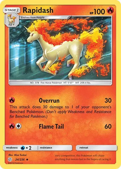 Rapidash 24/236 · Reverse Holofoil (Cosmic Eclipse)
