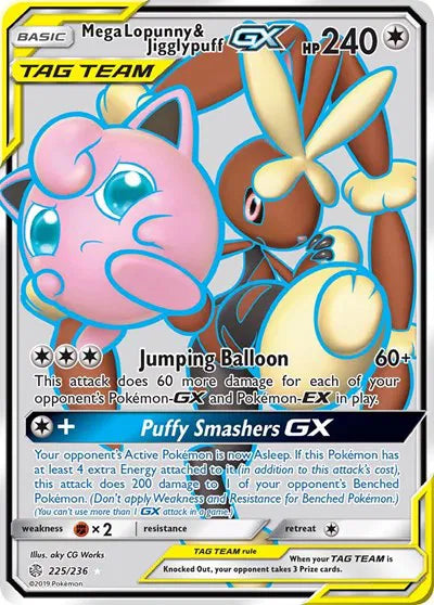 Mega Lopunny & Jigglypuff GX (Full Art) Cosmic Eclipse Ultra Rare 225/236
