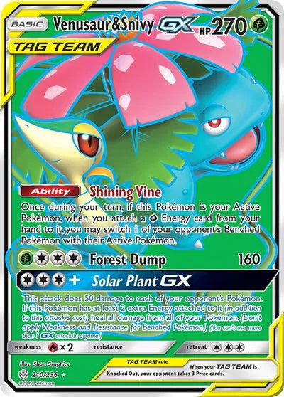 Venusaur & Snivy GX (Full Art) 210/236 (Cosmic Eclipse)