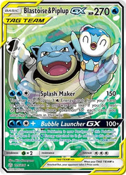 Blastoise & Piplup GX (Alternate Full Art) Cosmic Eclipse Ultra Rare 215/236